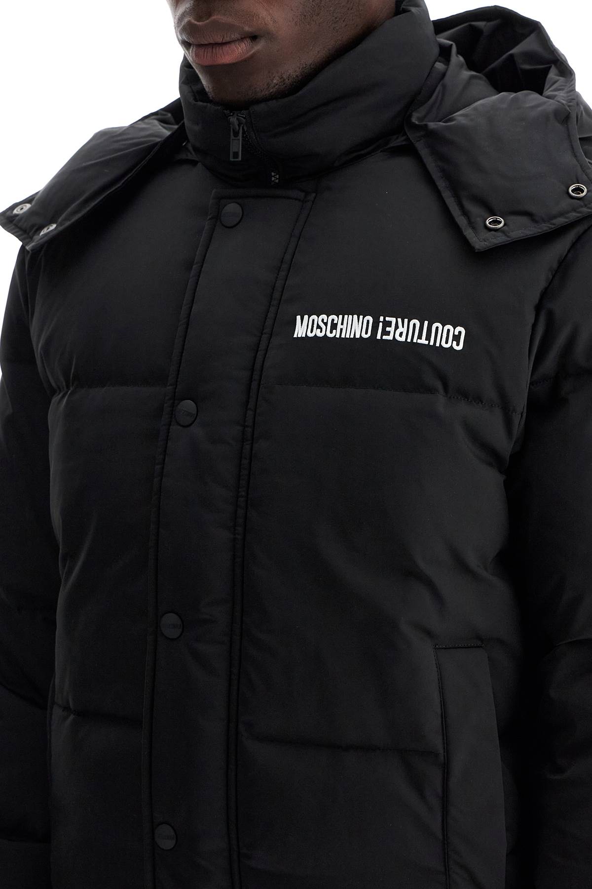 Moschino high-neck down jacket with hood