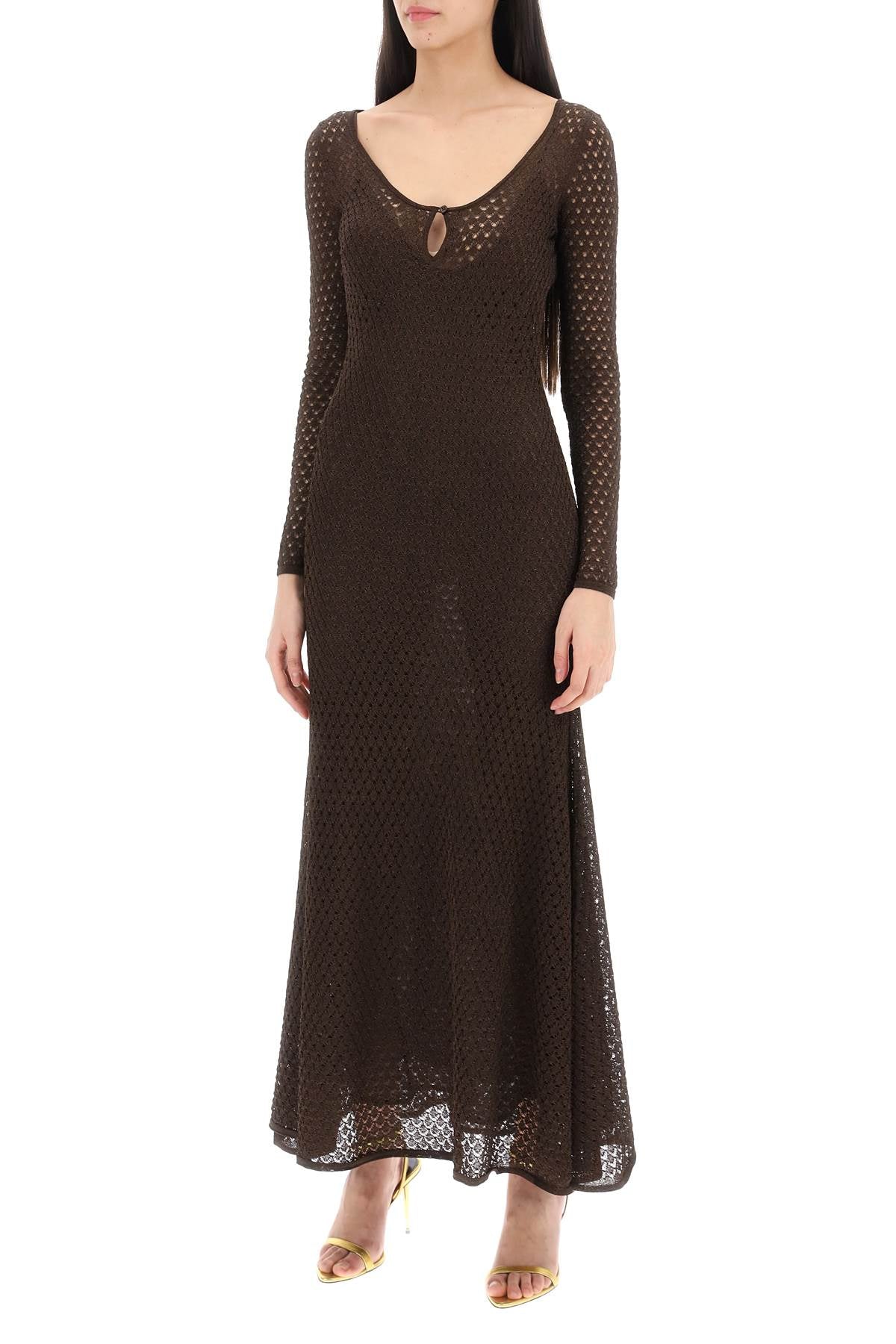 Tom Ford long knitted lurex perforated dress