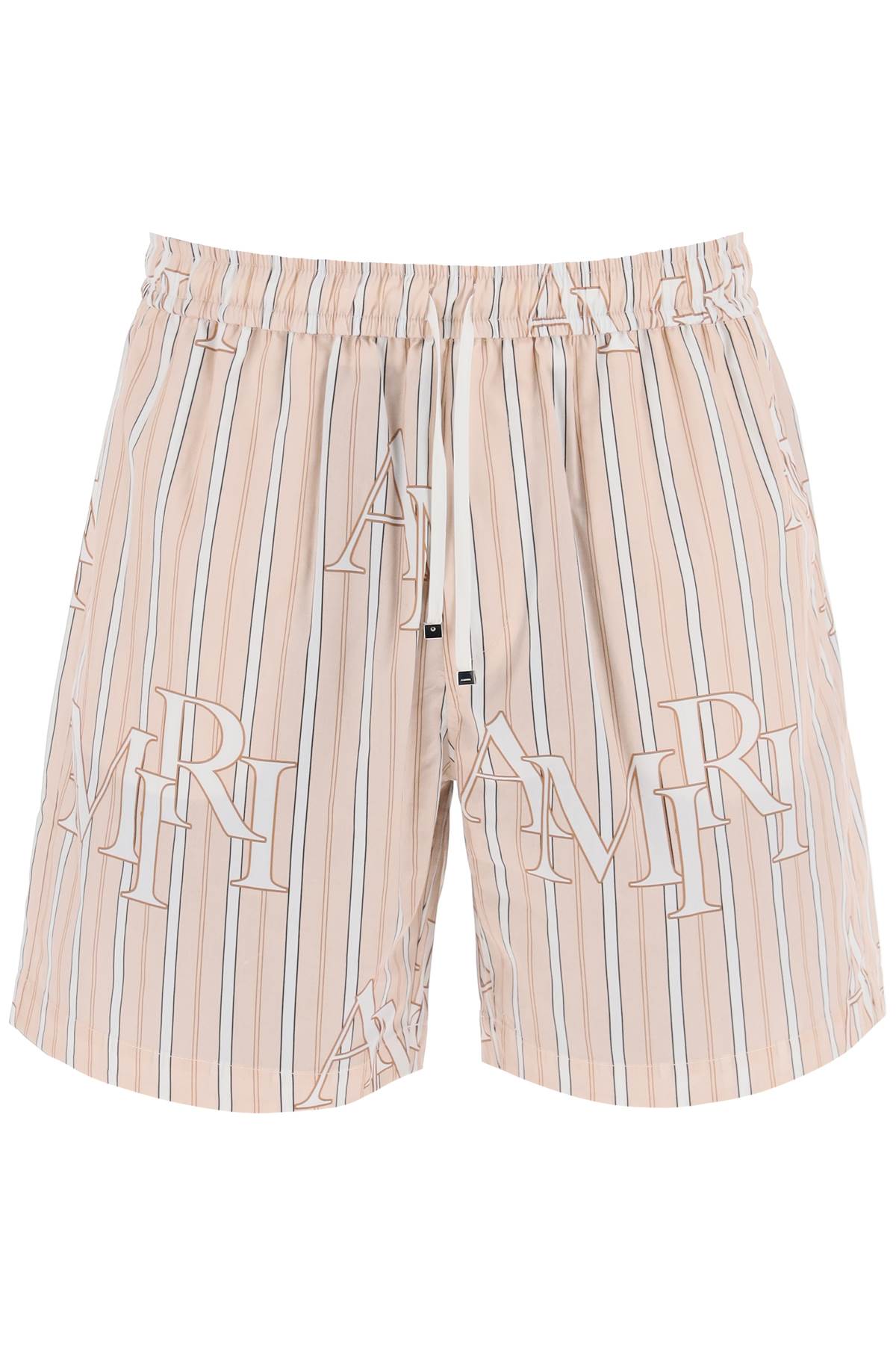 Amiri stripe technical poplin bermuda shorts with logo  "striped