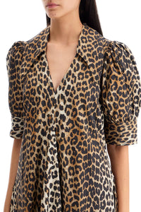 Ganni leopard print poplin dress