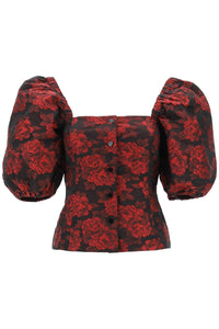 Ganni blouse in floral jacquard