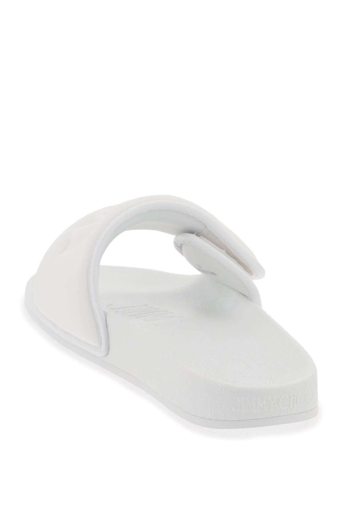 Jimmy Choo fitz slides with lycra logoed bang