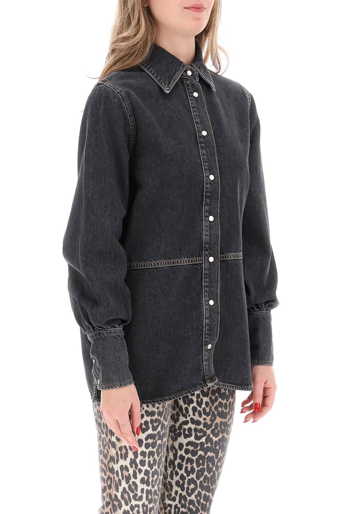 Ganni rhinestone denim shirt