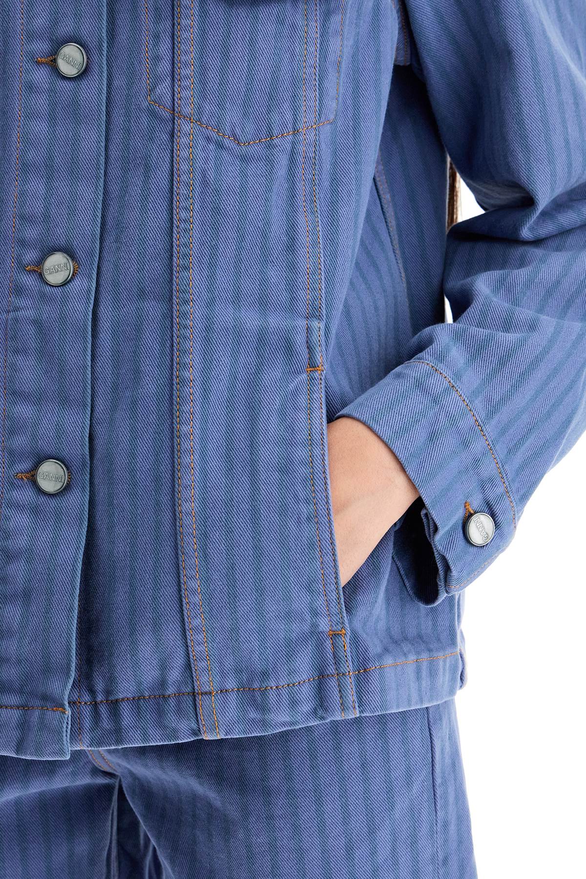 Ganni "striped overdyed denim jacket