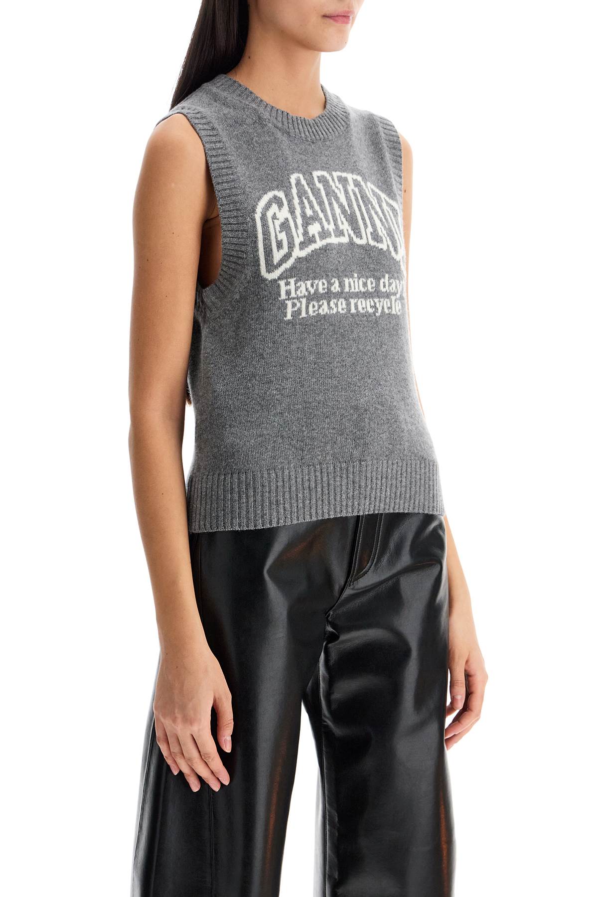 Ganni knitted vest with logo