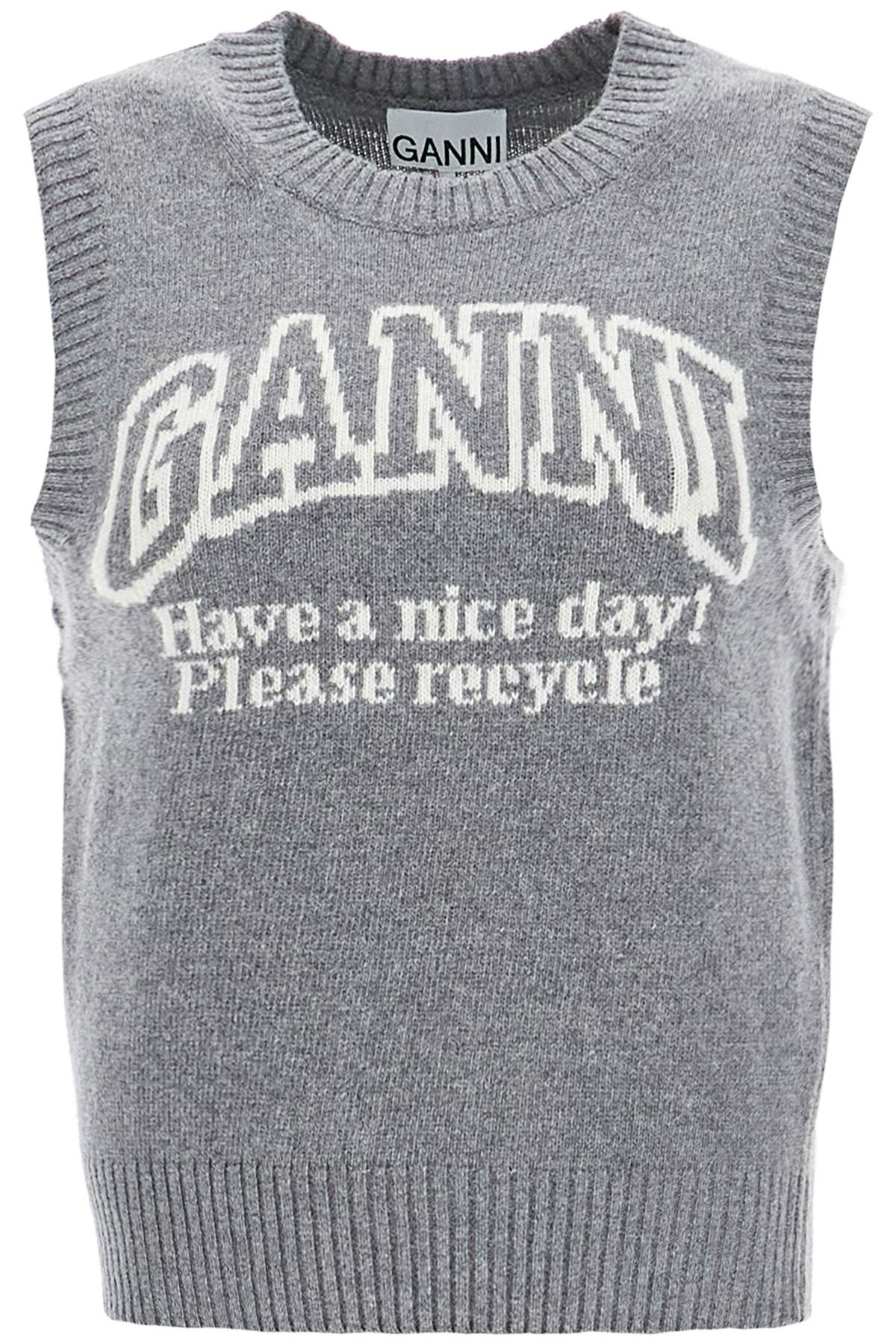 Ganni knitted vest with logo