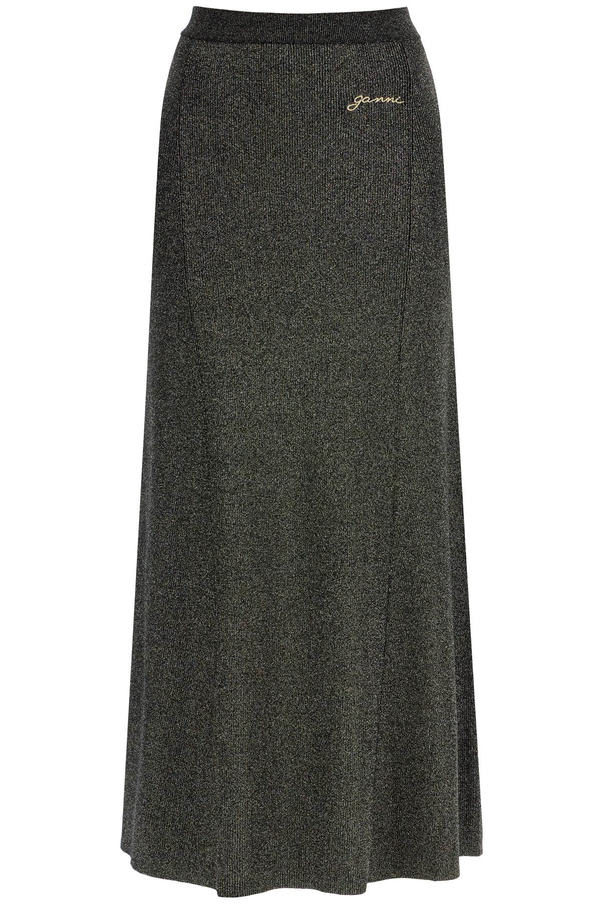 Ganni long lurex knit skirt