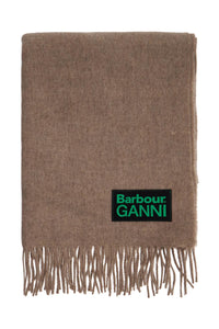 Barbour x Ganni 'wool scarf with patch logo design'