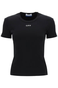 Off-White ribbed t-shirt with off embroidery