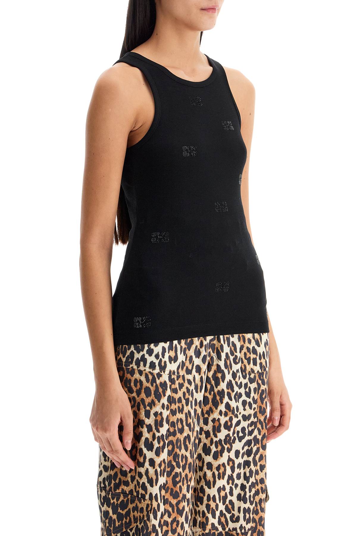 Ganni "tank top with rhinestone logo